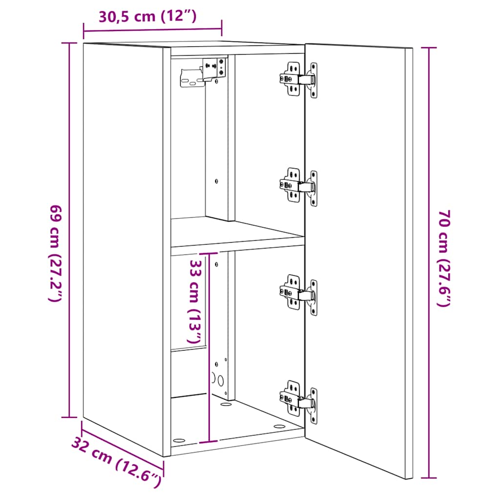 Nástěnná TV skříňka s LED osvětlením černá 30,5 x 35 x 70 cm - obrázek 17