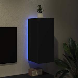 Nástěnná TV skříňka s LED osvětlením černá 30,5 x 35 x 70 cm - obrázek 4