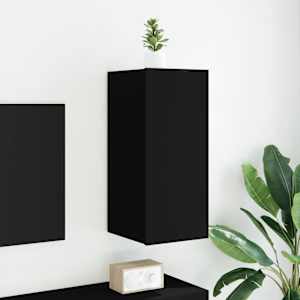 Nástěnná TV skříňka s LED osvětlením černá 30,5 x 35 x 70 cm - obrázek 1