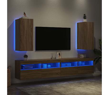 vidaXL Comodă TV de perete cu LED, 2 buc. stejar sonoma, 30,5x35x70 cm