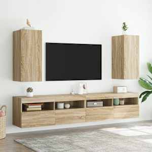 Nástěnné TV skříňky s LED 2 ks dub sonoma 30,5 x 35 x 70 cm - obrázek 1