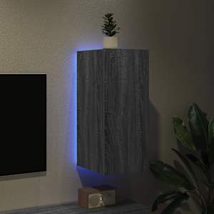 Nástěnná TV skříňka s LED osvětlením šedá sonoma 30,5x35x70 cm - obrázek 4