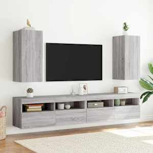 Nástěnná TV skříňka s LED osvětlením šedá sonoma 30,5x35x70 cm - obrázek 6