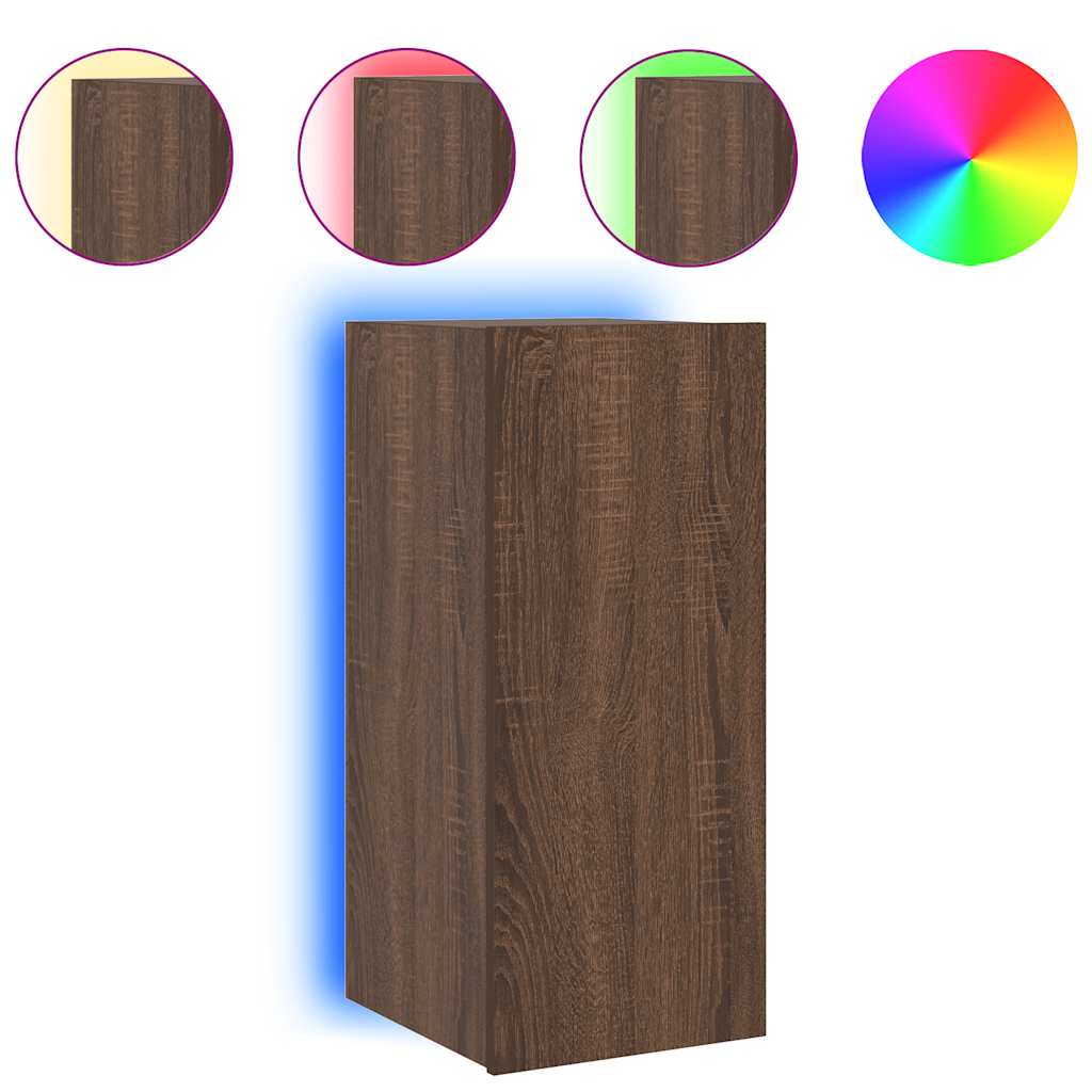 Thumbnail - vidaXL TV-Wandschrank mit LED-Leuchten Braun Eichen-Optik 30,5x35x70cm