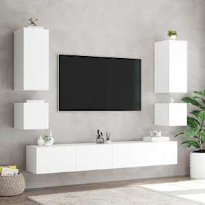 Nástěnná TV skříňka s LED osvětlením bílá 40,5 x 35 x 40 cm - obrázek 6