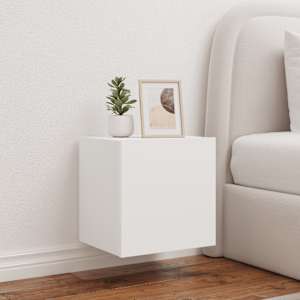 Stenska TV omarica z LED lučkami bela 40,5x35x40 cm