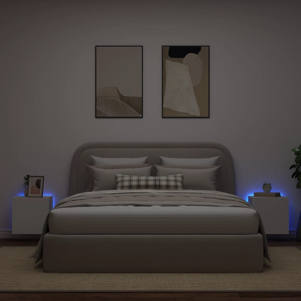 Thumbnail - vidaXL TV-Wandschränke mit LED-Leuchten 2 Stk. Weiß 40,5x35x40 cm