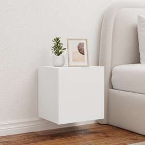 Stenske TV omarice z LED lučkami 2 kosa bela 40,5x35x40 cm