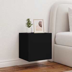 Stenske TV omarice z LED lučkami 2 kosa črna 40,5x35x40 cm