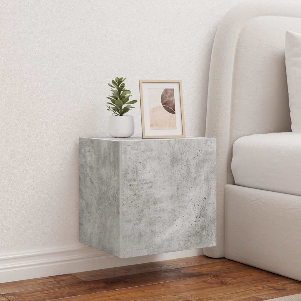 vidaXL TV-Wandschränke mit LED-Leuchten 2 Stk. Betongrau 40,5x35x40 cm