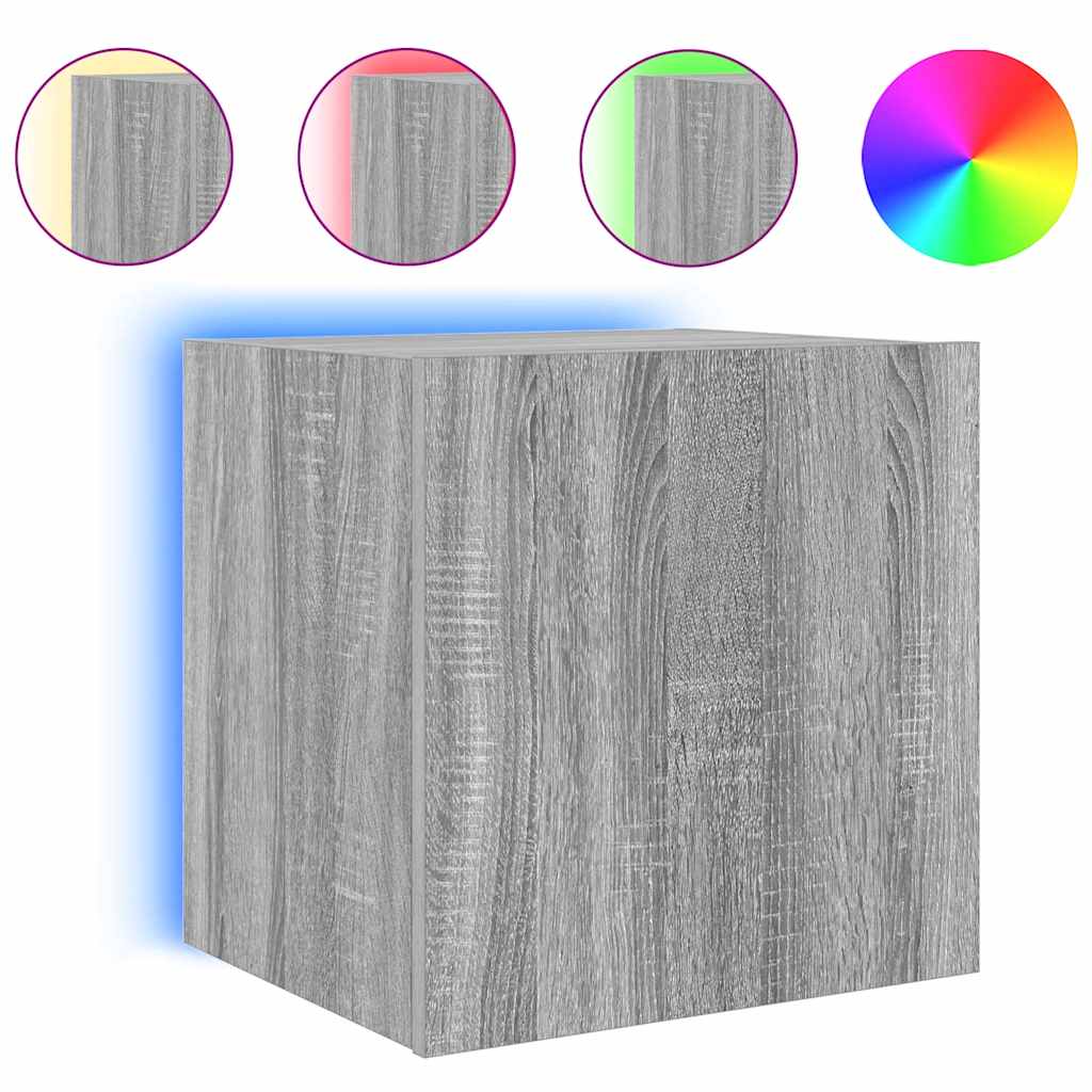 vidaXL Nástěnná TV skříňka s LED osvětlením šedá sonoma 40,5x35x40 cm