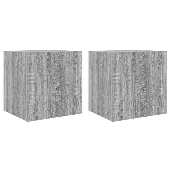 vidaXL teleri seinakapid LED-tuledega 2 tk, hall Sonoma, 40,5x35x40 cm