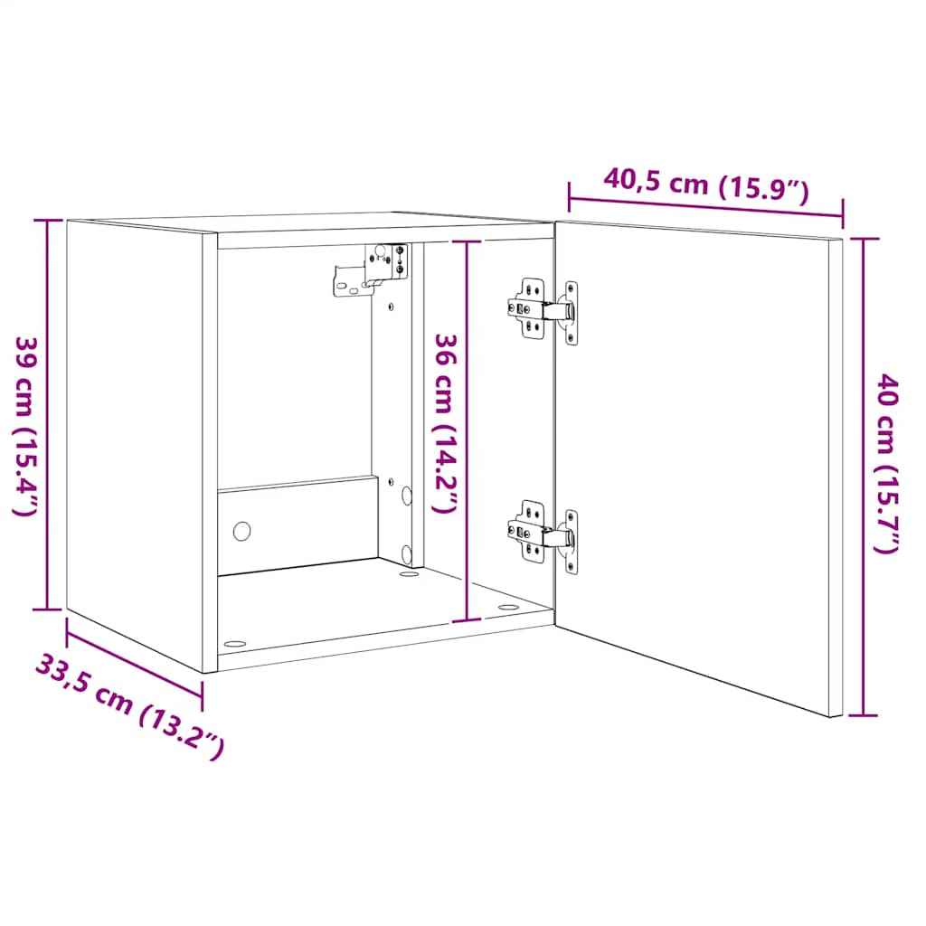 Nástěnné TV skříňky s LED 2 ks šedé sonoma 40,5 x 35 x 40 cm - obrázek 19