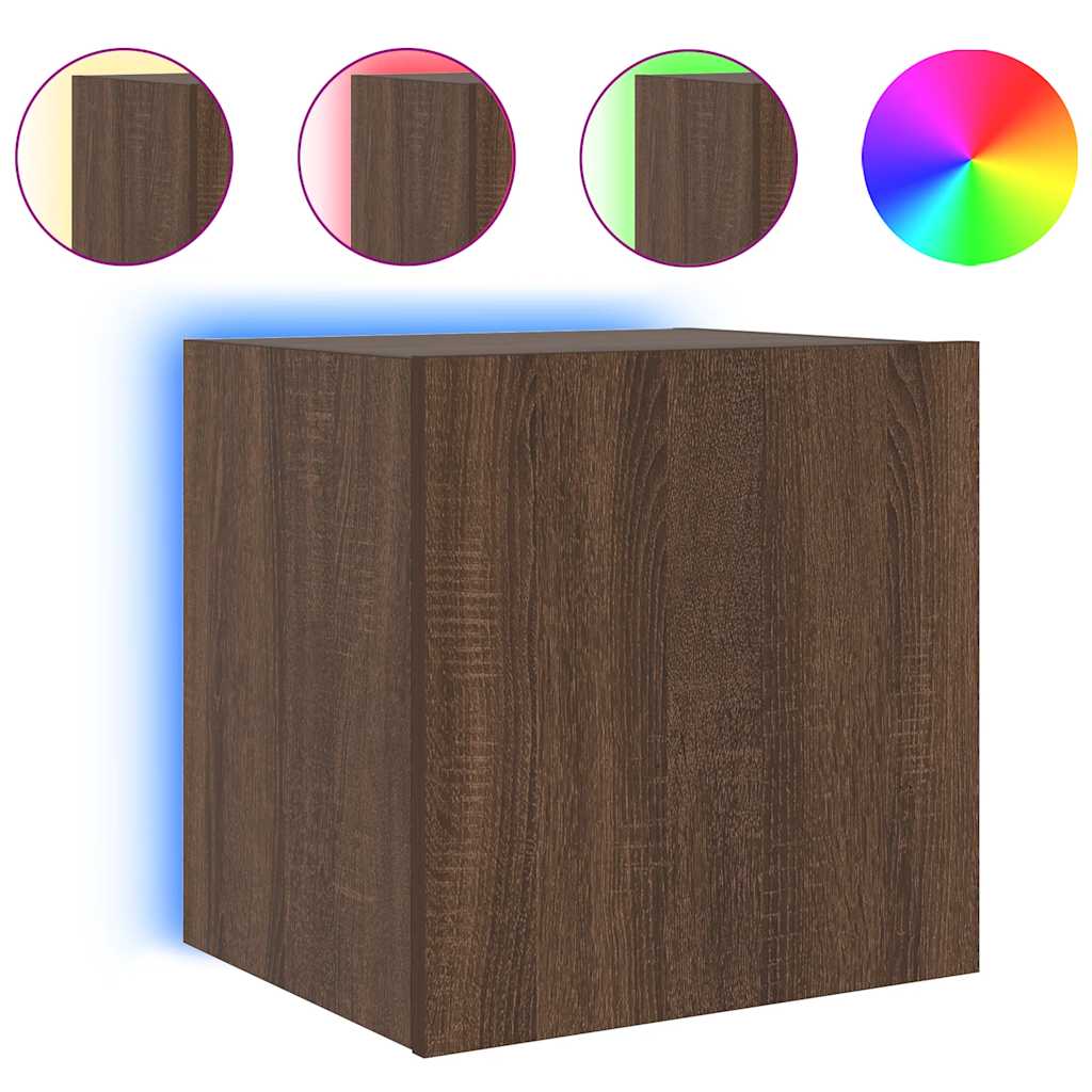 Thumbnail - vidaXL TV-Wandschrank mit LED-Leuchten Braun Eichen-Optik 40,5x35x40cm