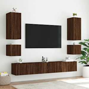 Nástěnná TV skříňka s LED osvětlením hnědý dub 40,5x35x40 cm - obrázek 6