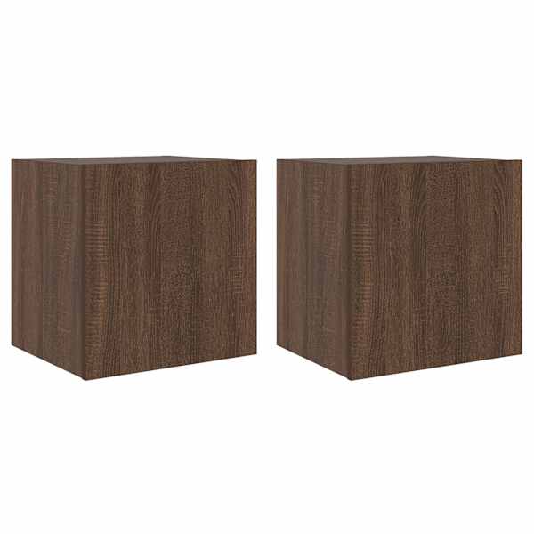 vidaXL teleri seinakapid LED-tuledega 2 tk, pruun tamm, 40,5x35x40 cm