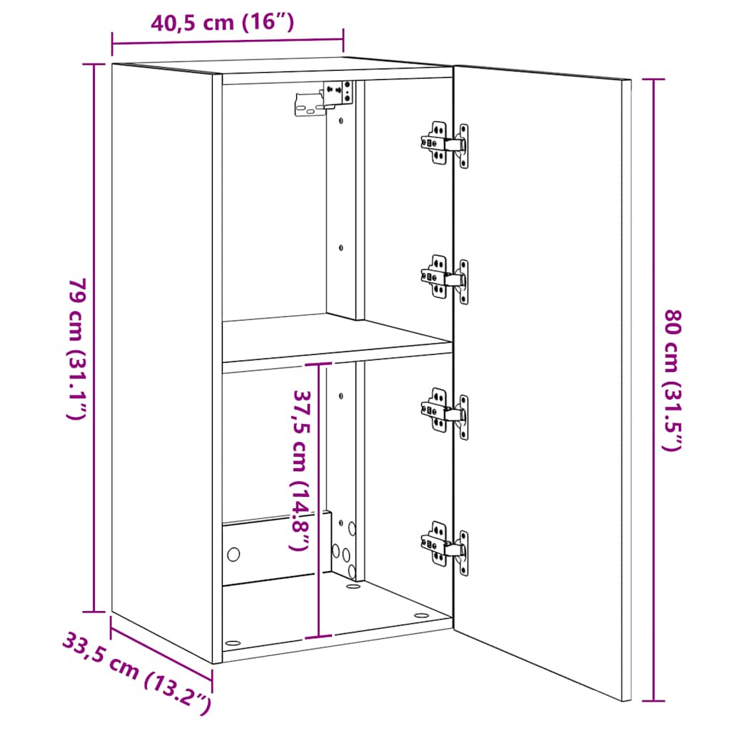 Nástěnná TV skříňka s LED osvětlením bílá 40,5 x 35 x 80 cm - obrázek 16