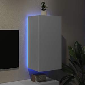 Nástěnná TV skříňka s LED osvětlením bílá 40,5 x 35 x 80 cm - obrázek 3