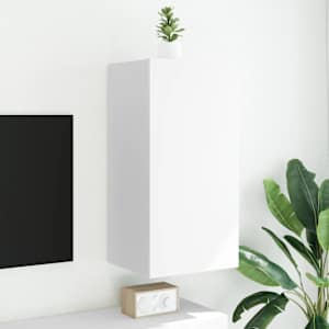 Stenska TV omarica z LED lučkami bela 40,5x35x80 cm