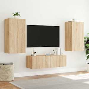 Nástěnná TV skříňka s LED osvětlením dub sonoma 40,5x35x80 cm - obrázek 4