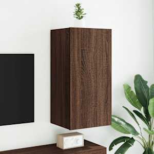 Nástěnná TV skříňka s LED osvětlením hnědý dub 40,5x35x80 cm - obrázek 1