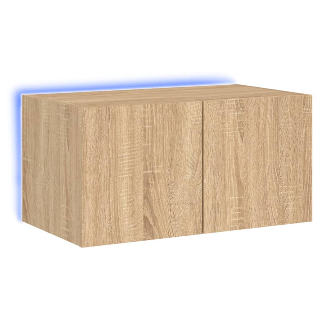 vidaXL TV nástenná skrinka s LED svetlami dub sonoma 60x35x31 cm