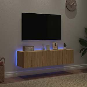Nástěnné TV skříňky s LED osvětlením 2 ks dub sonoma 60x35x31cm - obrázek 3