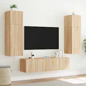Nástěnné TV skříňky s LED osvětlením 2 ks dub sonoma 60x35x31cm - obrázek 5