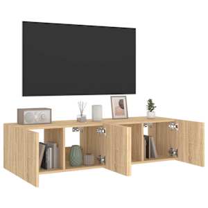 Nástěnné TV skříňky s LED osvětlením 2 ks dub sonoma 60x35x31cm - obrázek 6