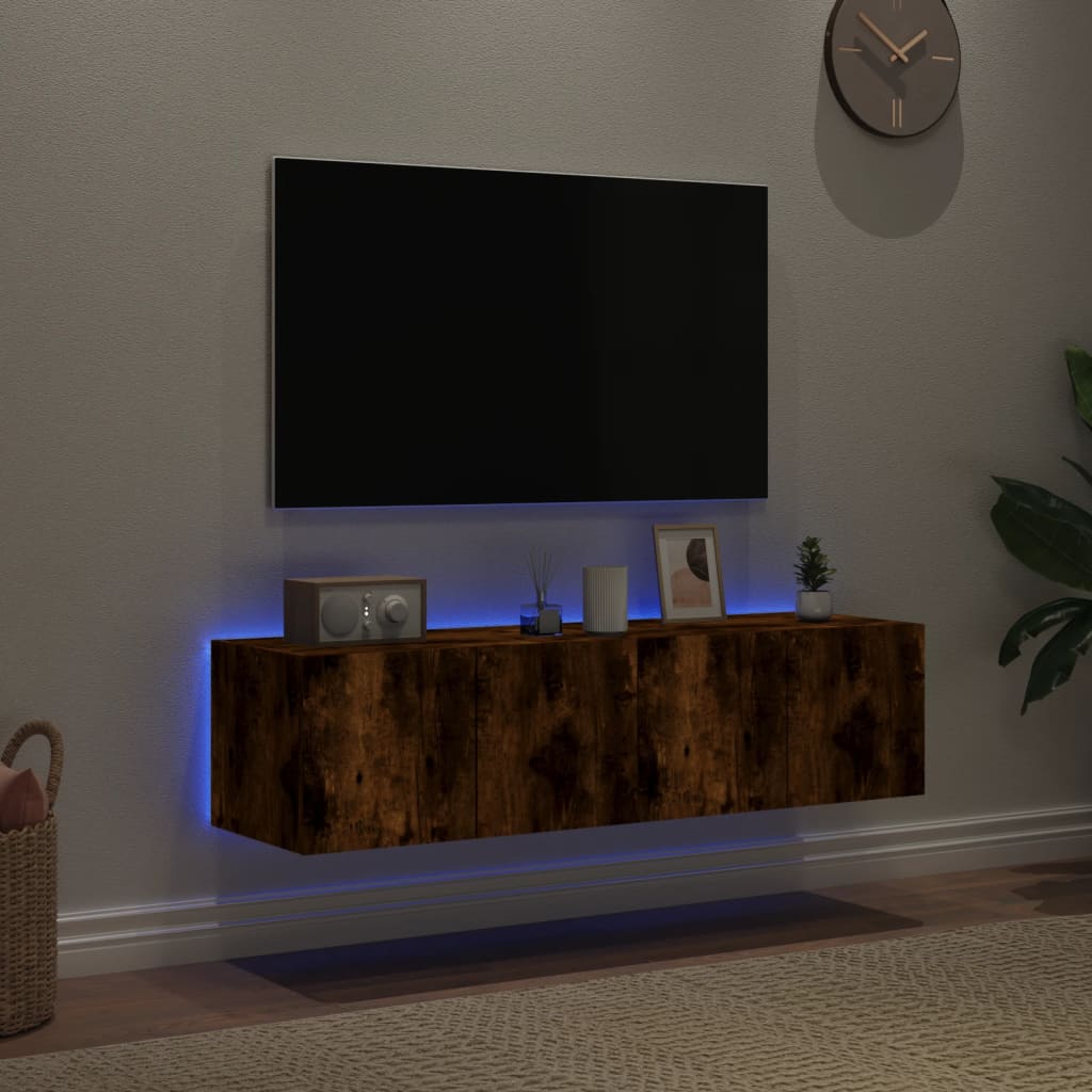vidaXL Tv-wandmeubelen met LED 2 st 60x35x31 cm gerookt eikenkleurig afbeelding