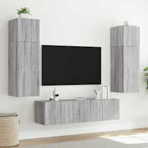 Nástěnná TV skříňka s LED osvětlením šedá sonoma 60x35x31 cm - obrázek 5