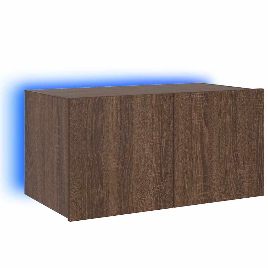 Thumbnail - vidaXL TV-Wandschrank mit LED-Leuchten Braun Eichen-Optik 60x35x31 cm