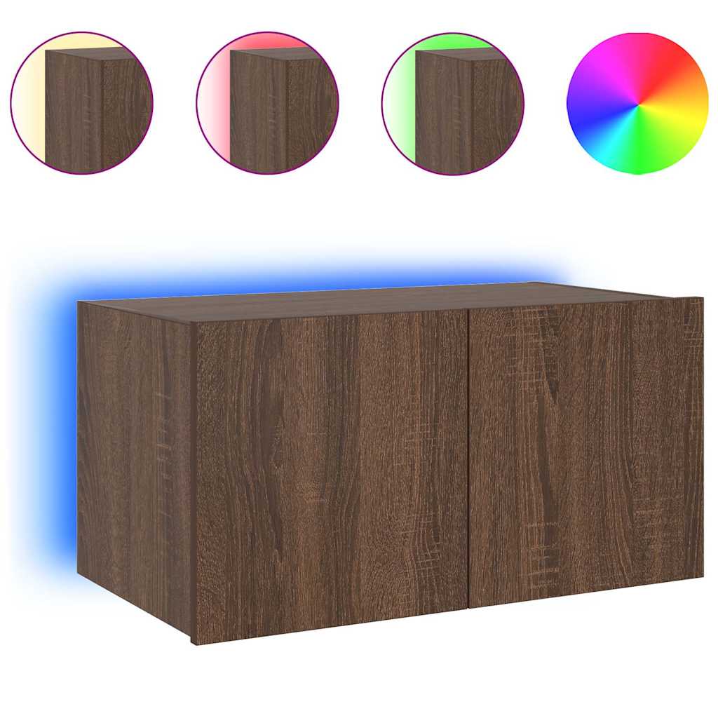Nástěnná TV skříňka s LED osvětlením hnědý dub 60 x 35 x 31 cm - obrázek 14