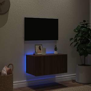 Nástěnná TV skříňka s LED osvětlením hnědý dub 60 x 35 x 31 cm - obrázek 3