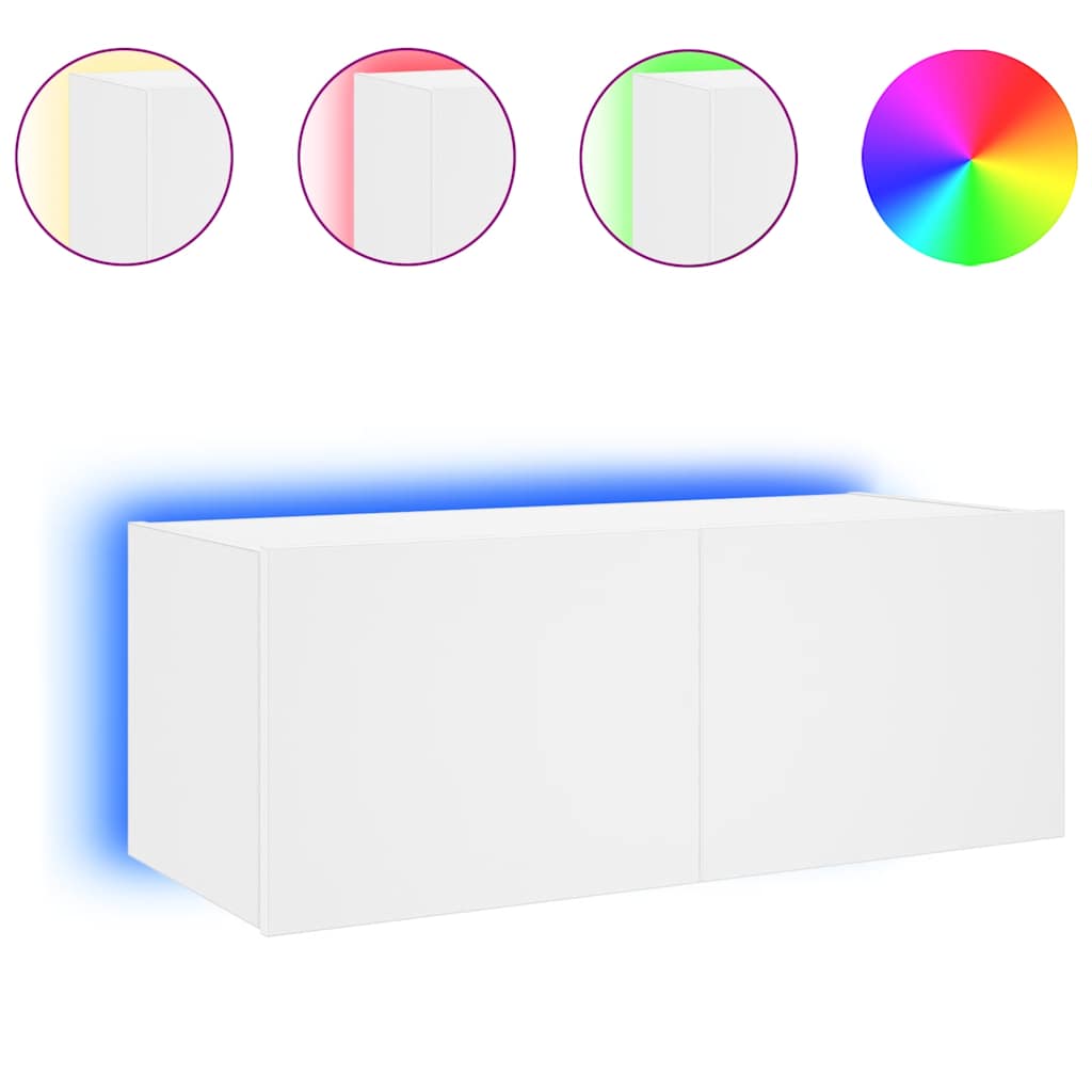 Nástěnná TV skříňka s LED osvětlením bílá 80 x 35 x 31 cm - obrázek 15