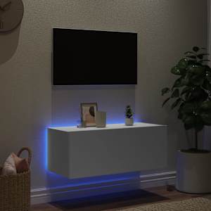 Nástěnná TV skříňka s LED osvětlením bílá 80 x 35 x 31 cm - obrázek 3