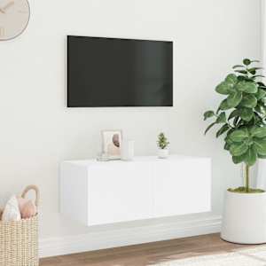 Nástěnná TV skříňka s LED osvětlením bílá 80 x 35 x 31 cm - obrázek 4