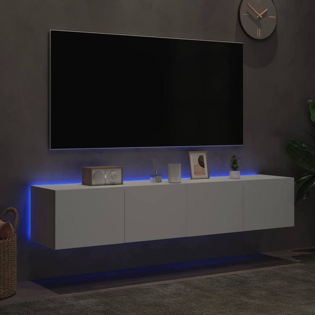 vidaXL Tv-wandmeubels met LED-verlichting 2 st 80x35x31 cm wit afbeelding