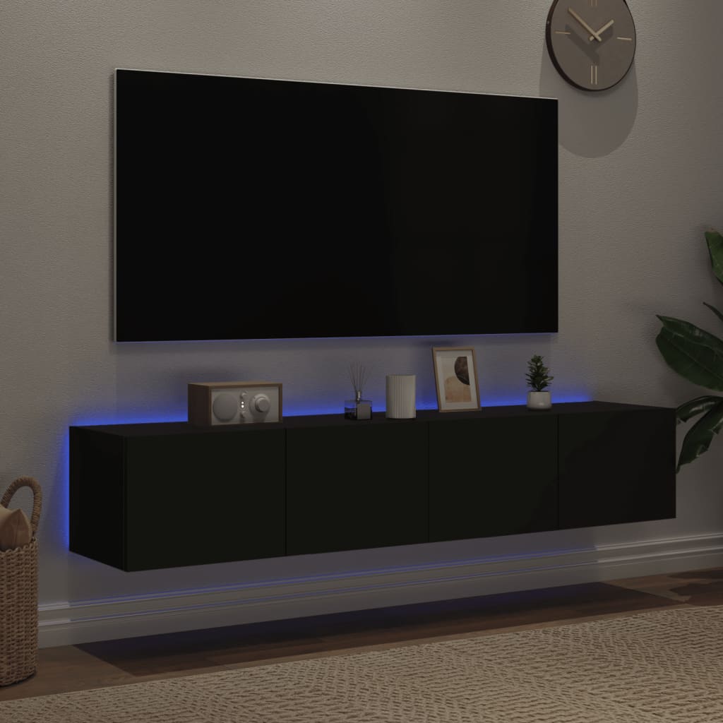 vidaXL Tv-meubels met LED-verlichting 2 st 80x35x31 cm zwart afbeelding