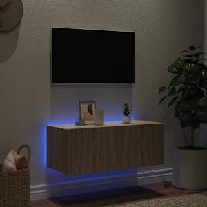 Nástěnná TV skříňka s LED osvětlením dub sonoma 80 x 35 x 31 cm - obrázek 3