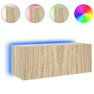 Nástěnná TV skříňka s LED osvětlením dub sonoma 80 x 35 x 31 cm - obrázek 5