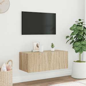 Nástěnná TV skříňka s LED osvětlením dub sonoma 80 x 35 x 31 cm - obrázek 1