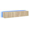 vidaXL teleri seinakapid LED-tuledega 2 tk, Sonoma tamm, 80x35x31 cm