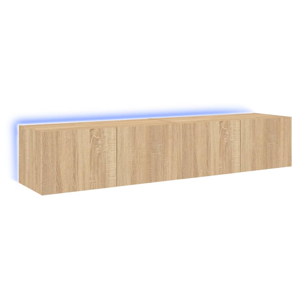 vidaXL TV nástenné skrinky s LED svetlami 2 ks dub sonoma 80x35x31 cm