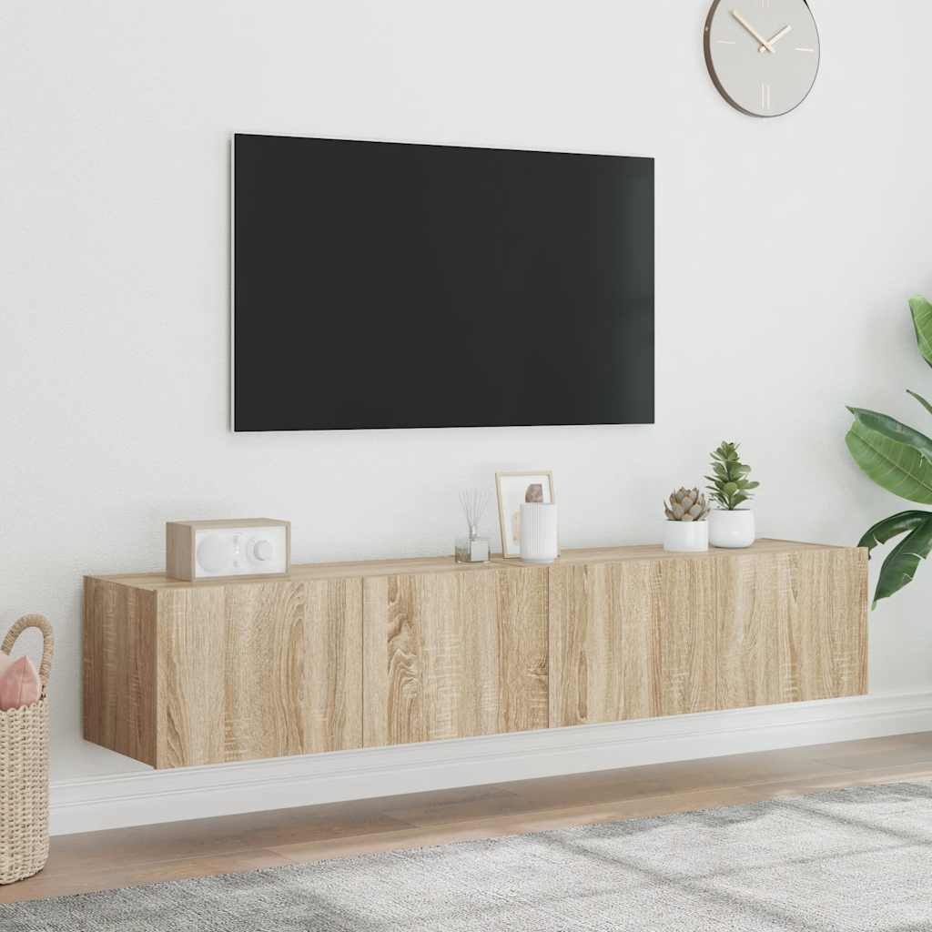 vidaXL TV-Wandschränke mit LED-Leuchten 2 Stk. Sonoma-Eiche 80x35x31cm