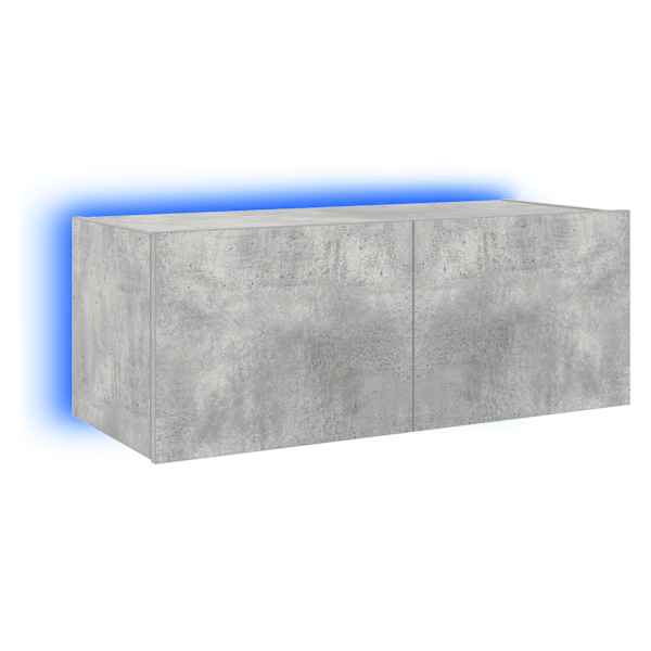 vidaXL teleri seinakapp LED-tuledega, betoonhall, 80 x 35 x 31 cm