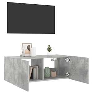 Nástěnná TV skříňka s LED osvětlením betonově šedá 80x35x31 cm - obrázek 6