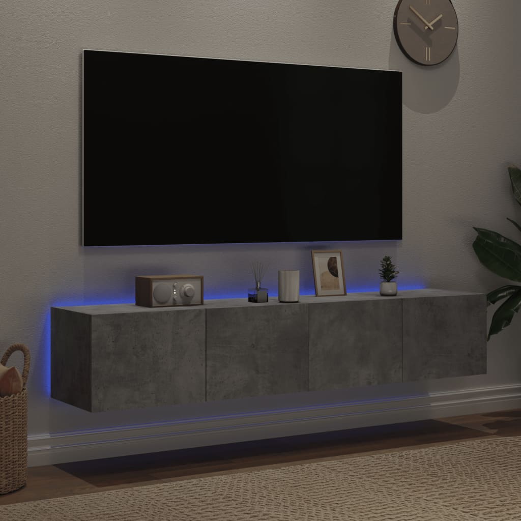 Thumbnail - vidaXL TV-Wandschränke mit LED-Leuchten 2 Stk. Betongrau 80x35x31 cm