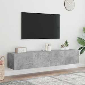 Stenske TV omarice z LED 2 kosa betonsko siva 80x35x31 cm
