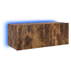 Nástěnná TV skříňka s LED osvětlením kouřový dub 80x35x31 cm - obrázek 2